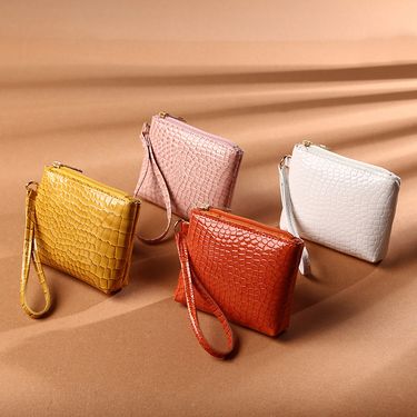 Women's Solid Color Pu Leather Zipper Coin Purses_viptrois.com
