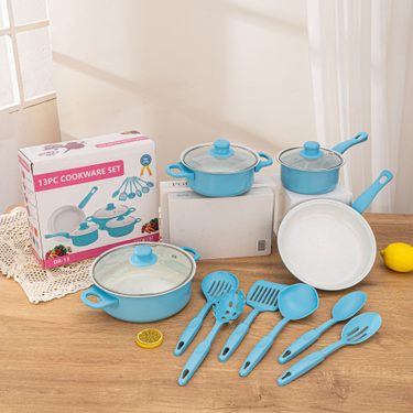 Foreign trade new 13-piece non-stick pan set 13pcnonstick non-stick pan saucepan frying pan milk pan cross-border_voghion.com