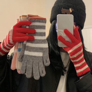 Arrival Touch Screen Gloves Winter Women's Five Finger Exposed Fingers Korean Wool Autumn And Winter Long Warm Gloves_voghion.com