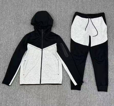 2024 Spring New Men's Zipper Style Casual Seamless Sports Split Knitted Hooded Windproof Coat Set_voghion.com