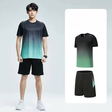 Men's Fitness Clothes Ice Silk Short-Sleeved T-Shirt Quick-Drying Sportswear Suit Basketball Morning Running Shorts_voghion.com