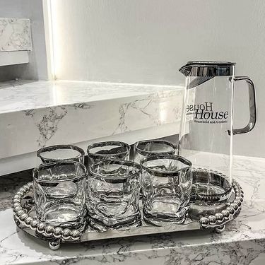 Home Furniture luxury high grade glass water cup home living room entertaining guests with drinking water tea cup heat resistant cup water set_voghion.com