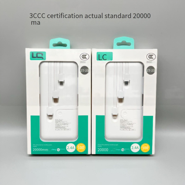 20000mAh Power Bank With Built-in 3 Cables & Stand, High-Speed 12W Charging, Portable Polymer Battery For IPhone Android Devices_voghion.com