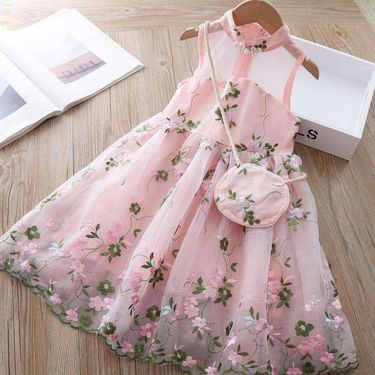 Kid's Clothing children's clothing 2024 summer new embroidery embroidered girls dress Western style long sleeved children's dress princess dress_voghion.com