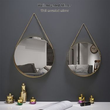 Round Wall Mirror With Golden Frame – 25cm Diameter, Decorative Vanity Mirror For Bathroom, Bedroom & Gifts_voghion.com