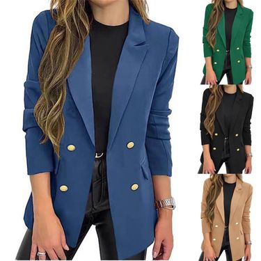 Women's Clothing new small suit jacket women's solid color casual long sleeved lapel button autumn jacket_voghion.com