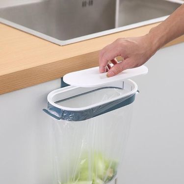 Kitchen punch-free wall-mounted garbage bag storage rack household hanging cabinet door plastic deodorant garbage rack with cover_voghion.com