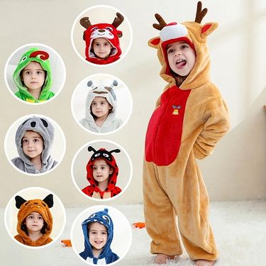 XUANMU New Cute Cartoon Flannel Baby Rompers Zebra Tiger Panda Pajamas Cotton Baby Boy Girls Animal Costumes Baby Jumpsuit Kigurumi Outfits XF0029_voghion.com