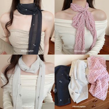 Fabric Mesh Polka Dot Dia Scarf Spring Summer Korean Style Niche Versatile Choker Sweet Elegant Temperament Necklace_voghion.com