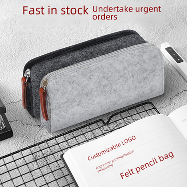 Felt Pencil Bag Engravable LOGO Large Capacity Student Stationery Bag Simple Stationery Box Flat Pencil Bag_voghion.com
