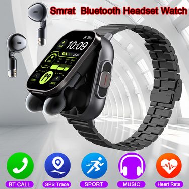 2024 Smart 2 In 1 With Earphone Smartwatch Bluetooth Call Men Watch GPS Track Heart Rate Monitor Play Music SmartWatch_voghion.com
