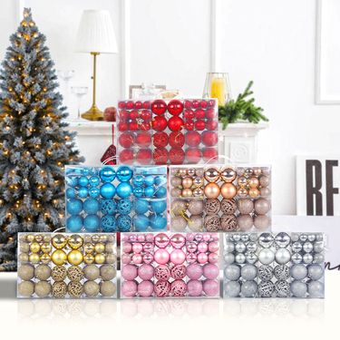 Christmas Ornament Set – Hollow Plastic Ball Decorations In 6 Colors (Red, Gold, Rose Gold, Pink, Silver, Blue) For DIY Tree & Party Decor_voghion.com