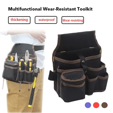 Multifunctional Tool Storage Bag Pouch Belt Electrician Toolkit Drill Waist Bag Wrench Screwdriver Hardware Tool Bags Organizer_voghion.com