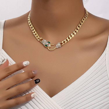 New Instagram hip hop cool accessories Serpentine metal chain necklace collarbone chain_ipsvogv.com