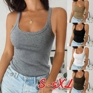 2024 Europe and the United States cross-border hot selling solid color vest sexy crewneck with a bottom inside wear shirt T-shirt women's wear_voghion.com