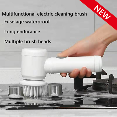 5-in-1 Electric Cleaning Brush Bathroom Wash Brush Kitchen Cleaning Tool USB Handheld Bathtub Electric Cleaner Sink_voghion.com
