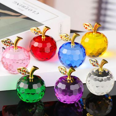 Crystal Apple Ornaments Home Decoration Living Room Wine Cabinet Small Ornaments Small Apple Crystal_voghion.com