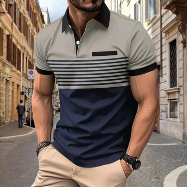 2024 New Men's Fashion Casual Sports Short sleeved Shirt with Polo Collar_voghion.com
