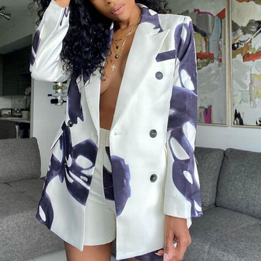 Women's clothing black women's clothing autumn and winter new printed loose suit suit two-piece suit_voghion.com