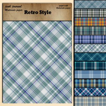 Blue Checkered Notebook Material Paper Retro Notebook Set Material Package Notebook Landscaping Material_voghion.com