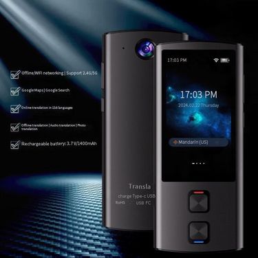 AI Translator Device With Instant Voice & Photo Translation, 138+ Languages, WiFi/Offline, ChatGPT Support, Portable For Travel & Business_voghion.com