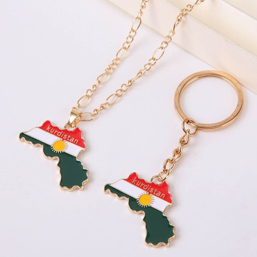 Fashion Kurdistan Country Map Necklace for Women Men Flag Clavicle Chain Friendship Jewelry Hip-Hop Keychain Decorations_voghion.com