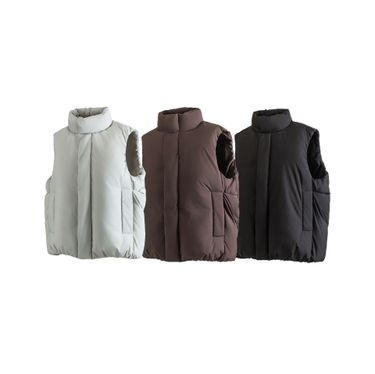 Down Collar, White Duck Down Vest, Autumn And Winter New Loose Korean Version, Thick Shoulder, Casual Down Vest Jacket_voghion.com