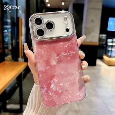 Laser Shell Pattern Case For Iphone 17 16 15 14 13 12 11 Pro Max Plus Camera Protector Cover Fine Flash Lens Film_voghion.com