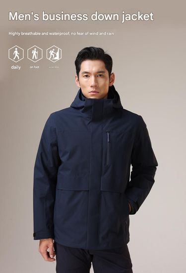 New Outdoor Business Jackets, Three-in-one Waterproof, Windproof And Breathable Jackets For Men And Women, With Goose Down Lining For Warmth_voghion.com