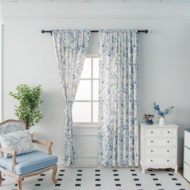 Floral Curtains All Season Cotton Linen Drapes With Birds Flowers For Living Room Rustic Farmhouse Style 2 Panels_voghion.com