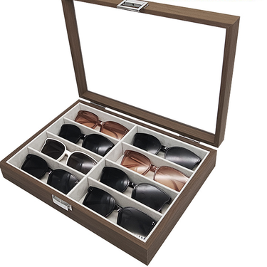 Black Walnut Wood 8 Bit Glasses Storage Box 8 Pack Sunglasses Storage Display Box_voghion.com