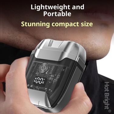 Mini Electric Shaver – Dual Floating Heads, USB-C Fast Charge, 60min Runtime, IPX7 Waterproof For Travel & Car (Smoke Black/Orange)_voghion.com
