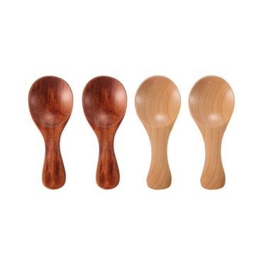 4Pcs Mini Wooden Spoons Small Kitchen Spice Condiment Spoon Sugar Tea Coffee Scoop Short Handle Wood Kids Spoon Kitchen Gadgets_voghion.com