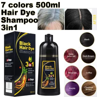 3 In 1 Instant Coloring Shampoo Natural Black Color For Men Women Hair Dye Herbal Brown Purple Hair Dye Hair Dye Shampoo New_voghion.com