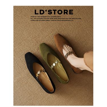 Sheepskin French Square Toe Coin Mary Jane For Women 2025 Spring Soft Sole Commuting Work Chunky Heel Cheongsam Single_voghion.com