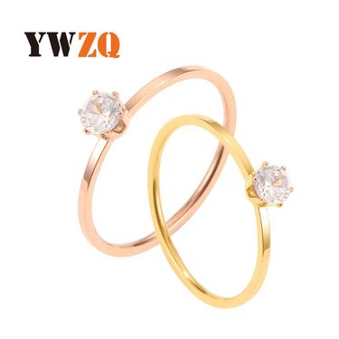 New minimalist Korean version fine ring with six claws, rose stainless titanium steel tail ring, trendy ultra-fine_voghion.com