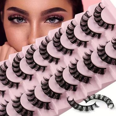 10-Pairs Russian Volume False Eyelashes - D-Curl & Fluffy (Natural Look, Lash Extension & Grafting)_voghion.com