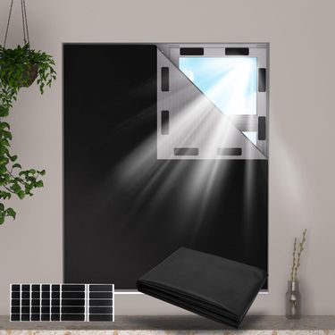 Portable Full Blackout Curtains Diy Travel Temporary Punch Free Paste Nursery Curtains_voghion.com