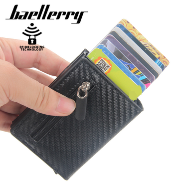 Passport Covers & Wallets New Anti Magnetic Card Holder Men's Short RFID Automatic Card Buckle Zipper Card Holder_voghion.com