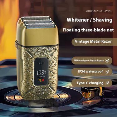 Professional Wet/Dry Electric Shaver – 3D Floating Heads, LED Display, 60-Min Runtime, Full Washable For Men’s Beard & Body Grooming (Bronze)_voghion.com