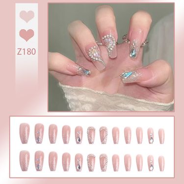 Light Luxury Armor Glass Water Drop Chain Love Pure Desire Beauty Long Diamond Wearing Nail_voghion.com