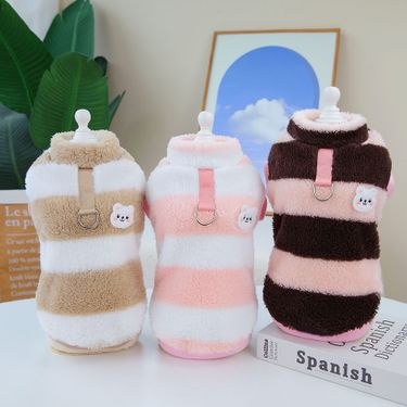 Clothing Dog Autumn Winter New Teddy Cat Pet Clothes With Pull Ring 23 Little White Bear Fleece Jacket_voghion.com