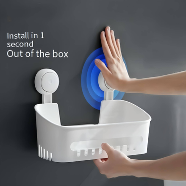 Wall-Mounted Bathroom Organizer - Square Shower Shelf With Suction Cups, Space Saving Storage For Toiletries_voghion.com