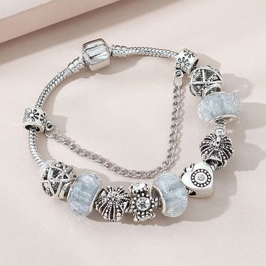 Jewelry & Accessories jewelry personality Panjia beaded crystal bracelet retro hollow crown heart shaped bracelet_voghion.com