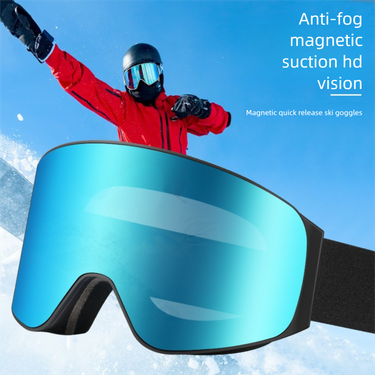 Magnetic Anti-Fog Ski Double-Layer Cylindrical HD Lenses UV Protection Snow Sports Goggles_voghion.com