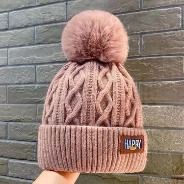for Women Winter Thickened Windproof Pullover Maternity Warm Korean Style Versatile Pom Knitted Hat_voghion.com