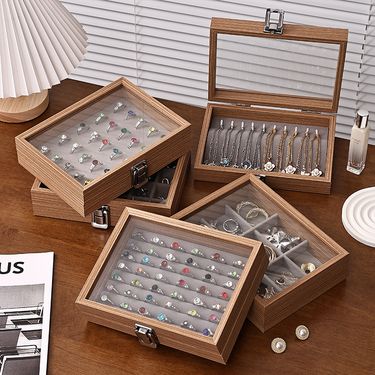 Rosewood Box Small Portable Jewelry Ring Necklace Earring Storage Dustproof Moistureproof_voghion.com