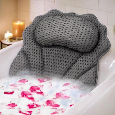 【TÜV Certified】4D Ergonomic Bath Pillow | 6 Super-Suction Cups, Waterproof & Machine Washable | Spa-Grade Neck Support | Quick-Dry AirMesh_voghion.com