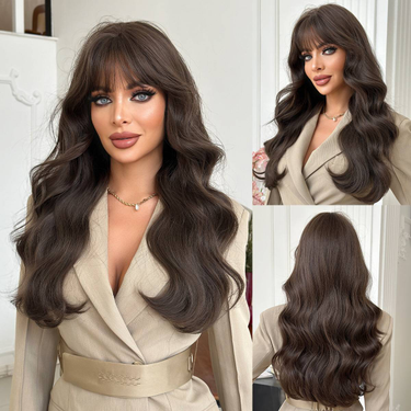 Wig Female Cold Brown Long Curly Hair, Big Waves, High-quality Wig For Daily Use_voghion.com