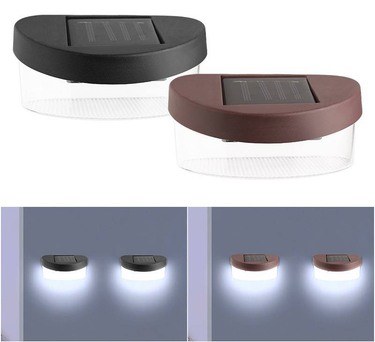 Solar LED Fence Lights, 2LED Black/White Outdoor Wall Lights, Waterproof Garden Decoration, Solar Powered Pathway Lights For Yard, Patio, And Walkway_voghion.com